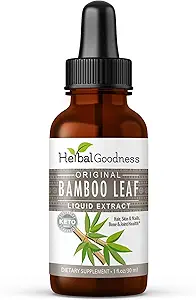 Herbal Papaya Bamboo Extrait de collagène liquide Suppléments Silica 1oz - Silicio Organico - Bio Vitamines de cheveux, de peau et de ongles Feuilles de bambou Extrait - Renforce les os et les articulations - 1 bouteille