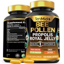 Bee Pollen Capsules Supplement - 7in1 Formule - Combineer met Propolis, Royal Jelly, Panax Ginseng, Ceylon Cinnamon, Ginger en Saffron - Digestieve gezondheid, Immune Support - 120 Capsules