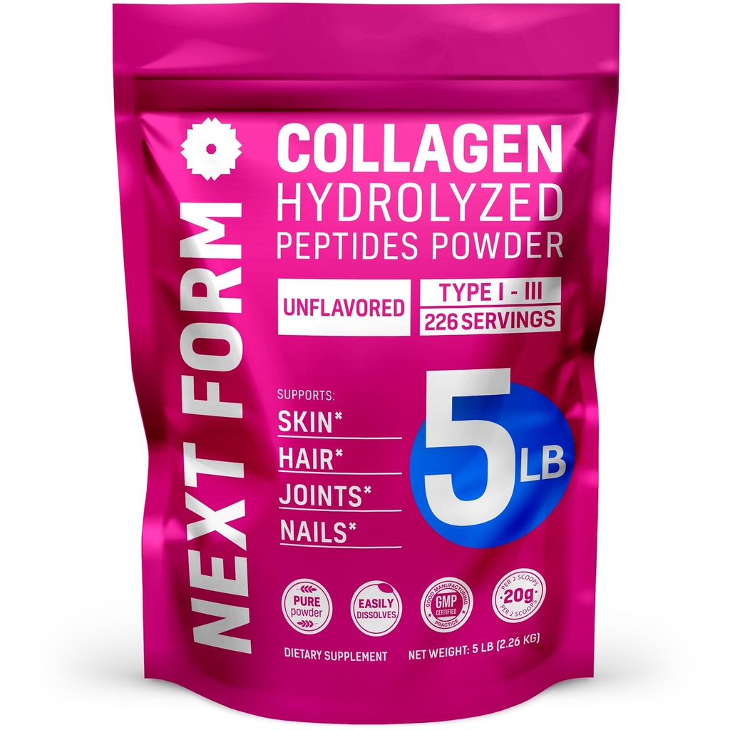 Collagen Peptides Powder for Women Hydrolyzed Pasture Raised Types I & III Grass-Fed Non-GMO Gluten-Free Kosher Unflavored, 5Lb
