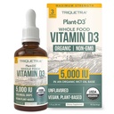 Vitamine biologique D3 5000 UI - Vegan, Max Strength Gouttes liquides sublinguales D3 - 200% Absorption plus élevée - Forme 100 % cholecalciferol à base végétale - Dosage réglable pour tous les âges (1oz liquide)