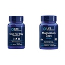 Multivitamine de prolongation de vie d'un jour – emballé avec plus de 25 vitamines, minéraux et extraits végétaux et bouchons de magnésium, 500 mg, oxyde de magnésium, citrate, succinate, santé cardiaque