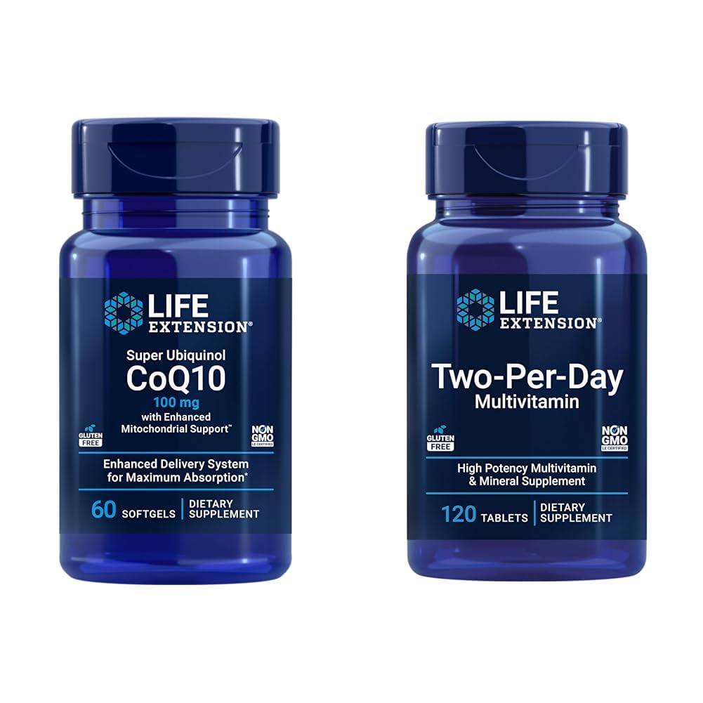 Life Extension Super Ubichinol CoQ10 Hart- en celenergie-ondersteuning met twee-per-dag high potency Multi-Vitamine & Mineral Supplement, 60 Softgels & 120 tabletten