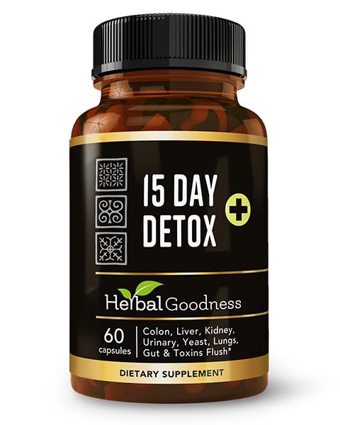 Herbal Goodness 15 dagen Detox Capsules (60 capsules) - Natuurlijke body detox, Colon Reiniging Ondersteuning, Gut Health Detox Supplement, lever en nier ondersteuning 