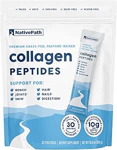 NativePath Collagen Peptides Proteine Stick Packs - Gehydrolyseerd type 1 & 3 Collageen Poeder voor huid, haar, nagels - 30 porties