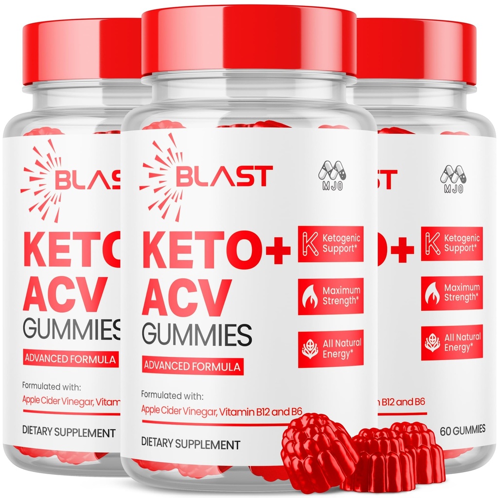 (3 Pack) Blast Keto ACV Gummies, Blast ACV Keto Gummys Advanced 1000MG Kauwbare Vitamine Supplement - Alle natuurlijke ACV formule voor energie en fitness Max Strength Formula met vitamine B12 (180 Gummies)