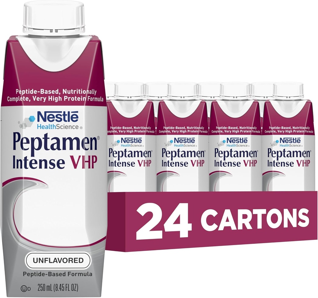 Nestle Peptamen Intense VHP Tube Feeding Formula Unflavored 250 ml Carton 24 Ct