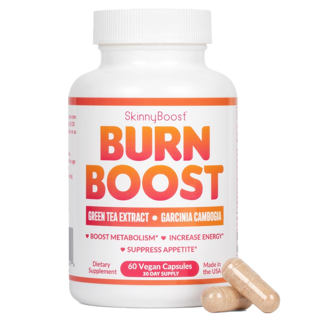 SkinnyBoost Burn Boost Capsules-60 Ct – Natural Vegan Metabolism Support with Green Tea & Garcinia Cambogia -Anotioxidants, Energy and Weight Management Burn Boost Vegan Capsules
