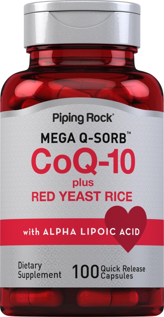 Piping Rock CoQ10 met Red Gist Rice 100 capsules met Alpha Lipoic Acid, Glutenvrije supplement