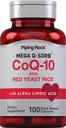 Piping Rock CoQ10 met Red Gist Rice 100 capsules met Alpha Lipoic Acid, Glutenvrije supplement