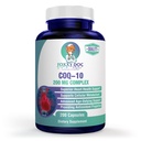 CoQ10 - Co-Enzyme Q10-200 mg - Uitstekende waarde - 200 capsules - Quick Absorptie - Veg. Caps - Non-GMO - Ubichinon - Heart & Cellular Energy & Brain Supplement by Foxxy Doc