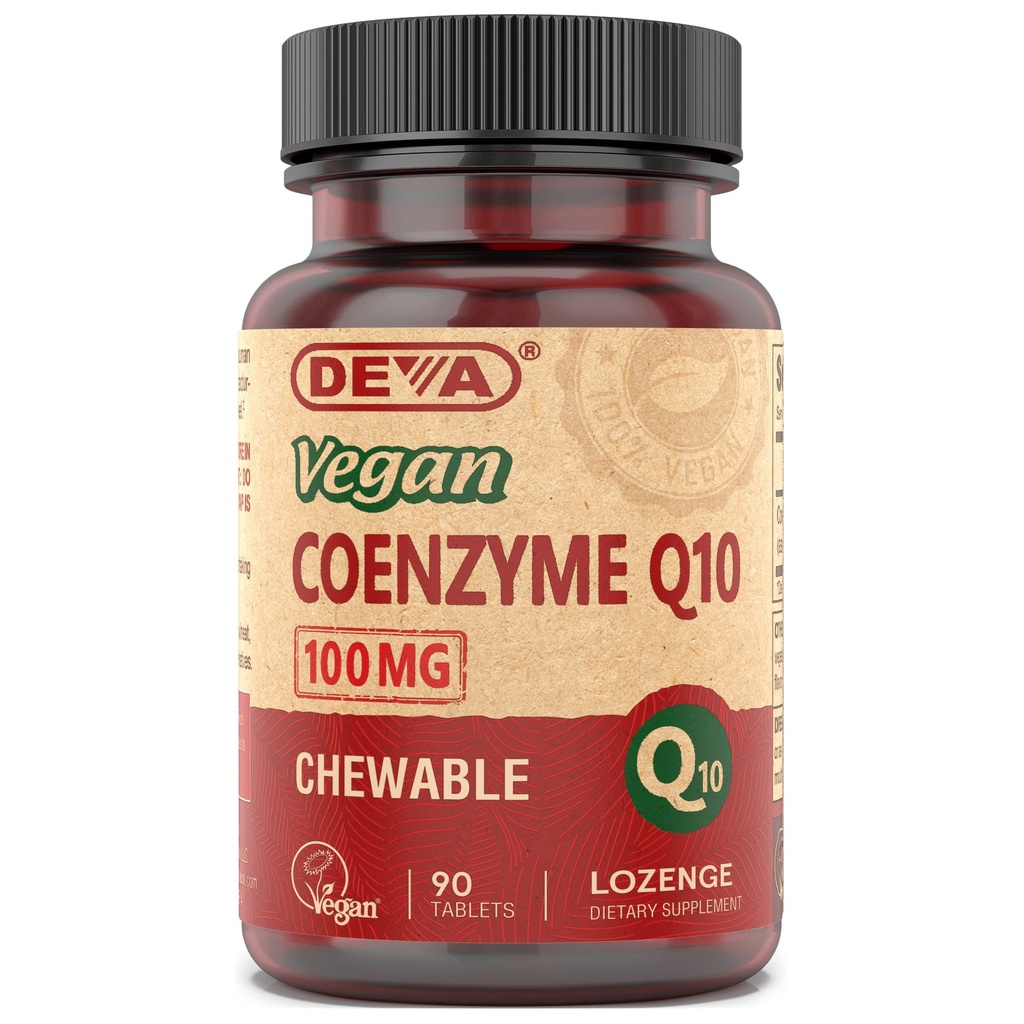 DEVA Vegan Vitamins Coenzyme Q10 100mg - Potent & Affordable in One Bottle - Chewable, 90 Tablets, (Pack of 1)