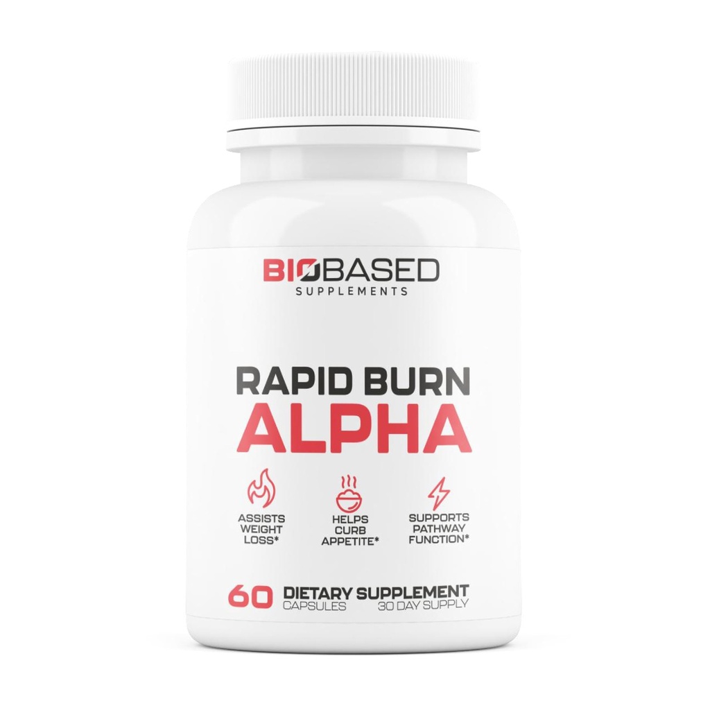 Rapid Burn Alpha - Fat Burner voor mannen - Ondersteunt gezonde wegen geassocieerd met GLP-1 activiteit - Ondersteunt eetlustcontrole, energiebooster, helpt verhogen van het metabolisme en vetverlies - 60 Unisex capsules