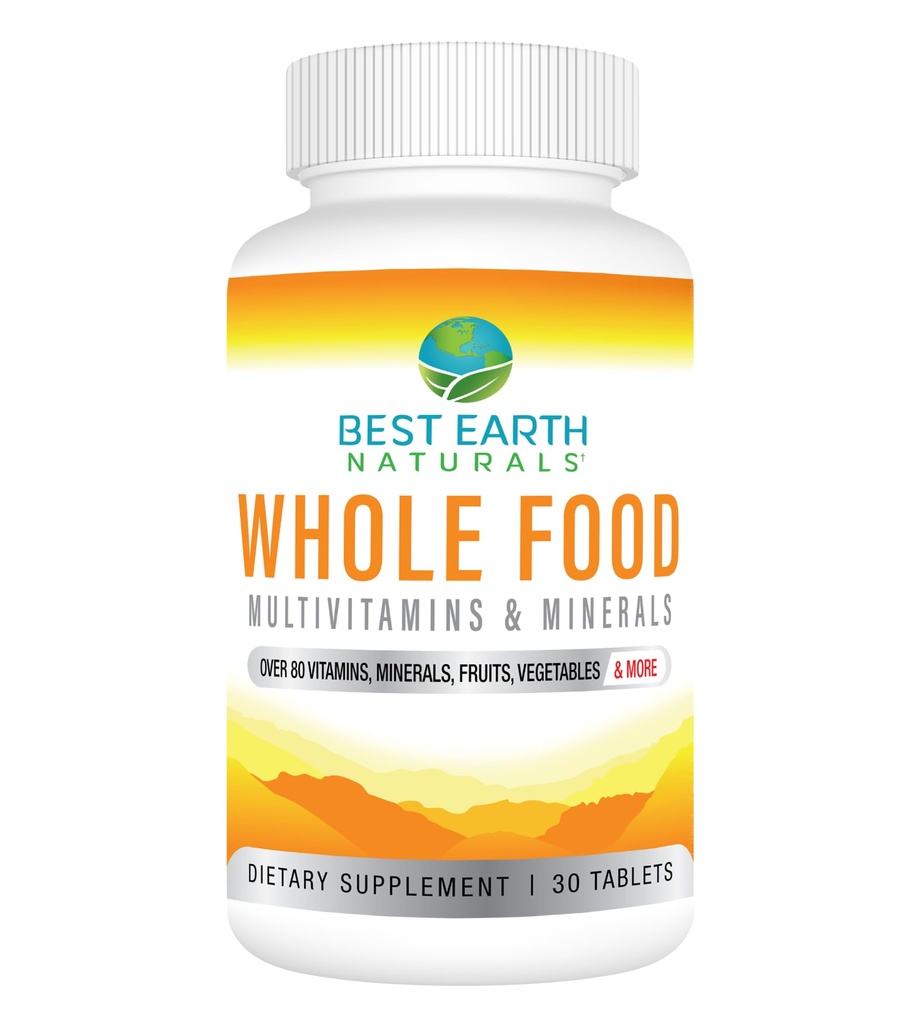 Best Earth Naturals Whole Food Multivitamines & Mineral Vegan Formula with Fruits, Groenten, Probiotic Blend and More, 30 Tellen