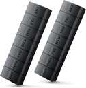 Grote pil Organizer 2 Pack, Easy-Open Weekly pil Organizer, XL Daily pil Organizers, 7 Day Medicine pil Organziers, Medicine Box 7 Day voor grote vitamine supplementen (Dubbel zwart)