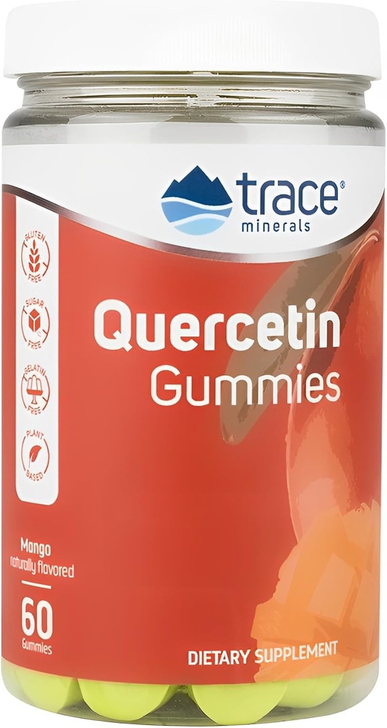 Trace Minerals Quercetine - Antioxidant Supplement Ondersteunt Immune & Cellular Health - Essentiële Nutriënten Supplement Ondersteunt Mineral Absorptie & Cardiovasculaire Gezondheid - Mango, 60 Gummies