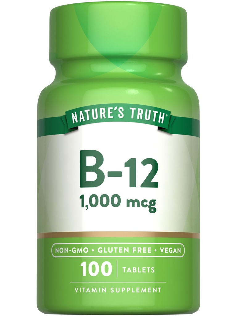 Nature's Truth Vitamin B12 1000 mcg Tablets | 100 Count | Vegan, Non-GMO & Gluten Free Supplement