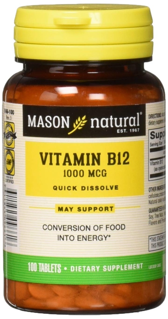 Mason Natural Vitamin B-12 1000mcg Sublingual Tablets - 100 Ea