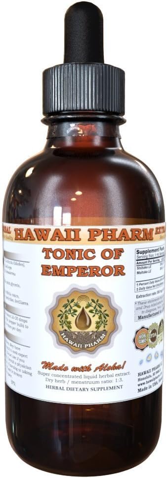 HawaiiPharm Shiitake, Maitake, Cordiceps, Reishi Liquid Extract, Biologische Gedroogde Shiitake, Maitake, Cordiceps, Reishi Tinctuur, Herbal Supplement, Made in USA, 2 fl.oz