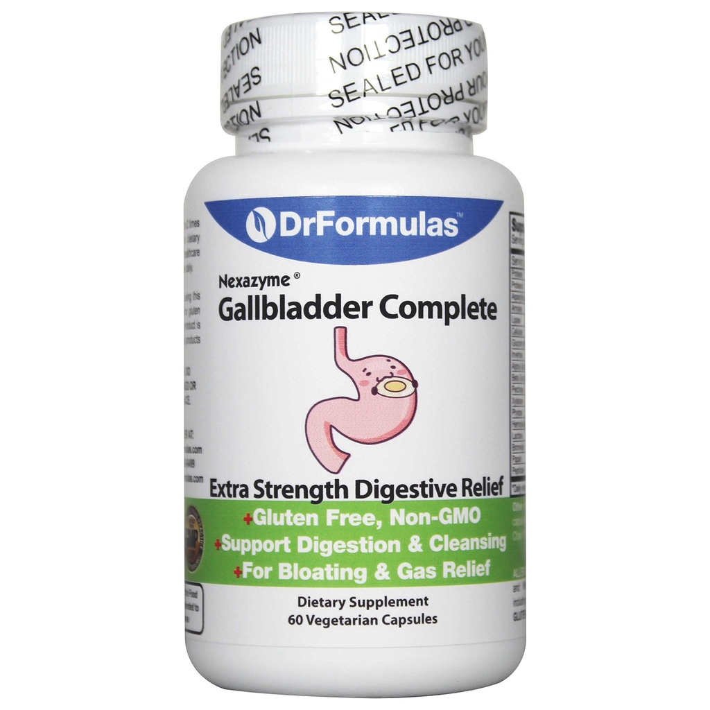DrFormulas 18 Digestieve enzymen ter ondersteuning van galblaas en pancreasenzymen met amylase, Protease, Lipase, Lactase, Cellulase, Bromelain 60 capsules