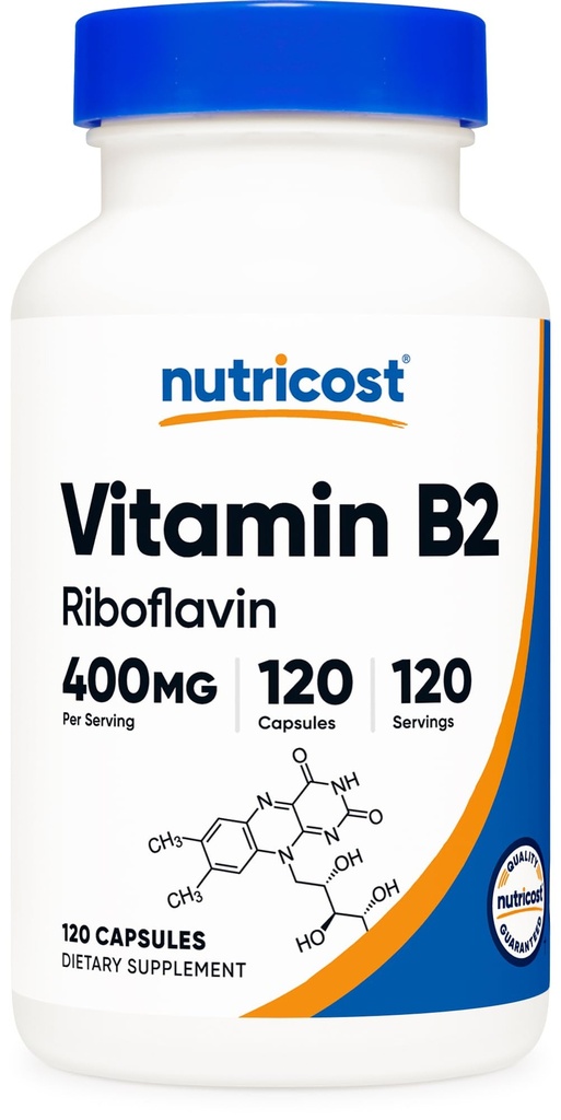 Nutricost Vitamine B2 (Riboflavine) 400mg, 120 Capsules - Glutenvrij, Non-GMO