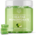 FIOR Creatine Gummy - Beste Creatine Monohydraat Kauwgom, 60 Tel, Training & Proteïne Supplement, Cognitive Enhancement, Sour Green Apple Flavor, 30 Servers