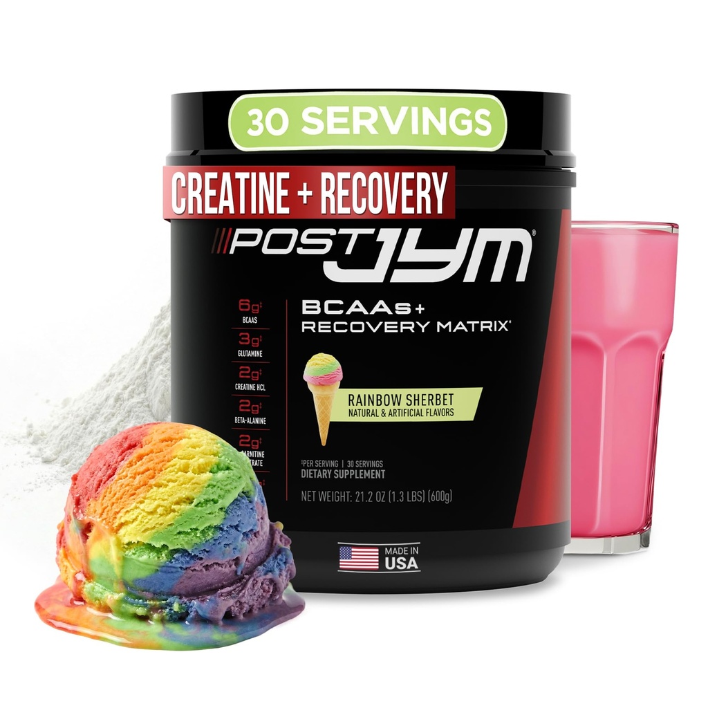 JYM Supplement Science Post JYM Active Matrix Rainbow Sherbet Amino Recovery Powder Pure Creatine HCL, B