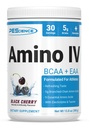 PEScience Amino IV BCAA & EAA poudre, acides aminés essentiels, Taurine, électrolytes pour l'hydratation et la récupération musculaire, sans sucre pour les hommes et les femmes, post entraînement - cerise noire, 30 portions