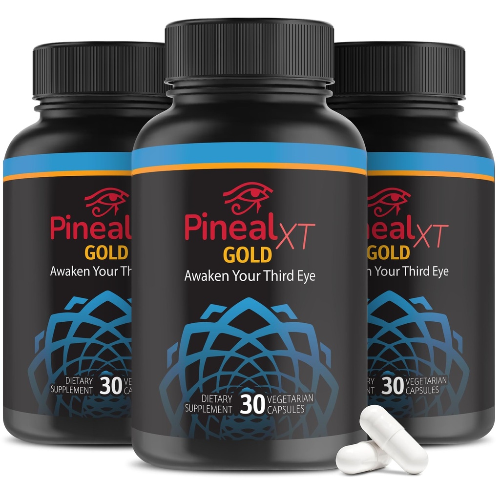 Pineal XT Gold - Pineal Gland Supplement - Third Eye Awakening - Focus and Memory Supplement for Brain - 7 Krachtige ingrediënten Decalcify, Detox, en Activeer uw pijnappel Gland, 3 Pack