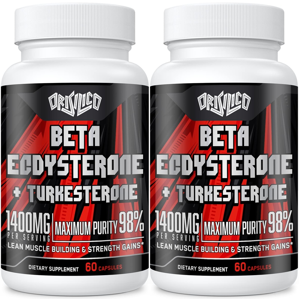 1400mg Beta Ecdysterone and Turkesterone Supplements, Maximized 98% Beta Ecdysterone & 20% Turkesterone Extract for Muscle Mass,Strength, Protein Synthesis, 120 Capsules