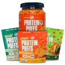 Twin Peaks Low Carb, Keto Friendly Protein Puffs, 3 Tassen van Assorted Flavor Puffs + 1 Jug Nacho Kaas smaak Puffs
