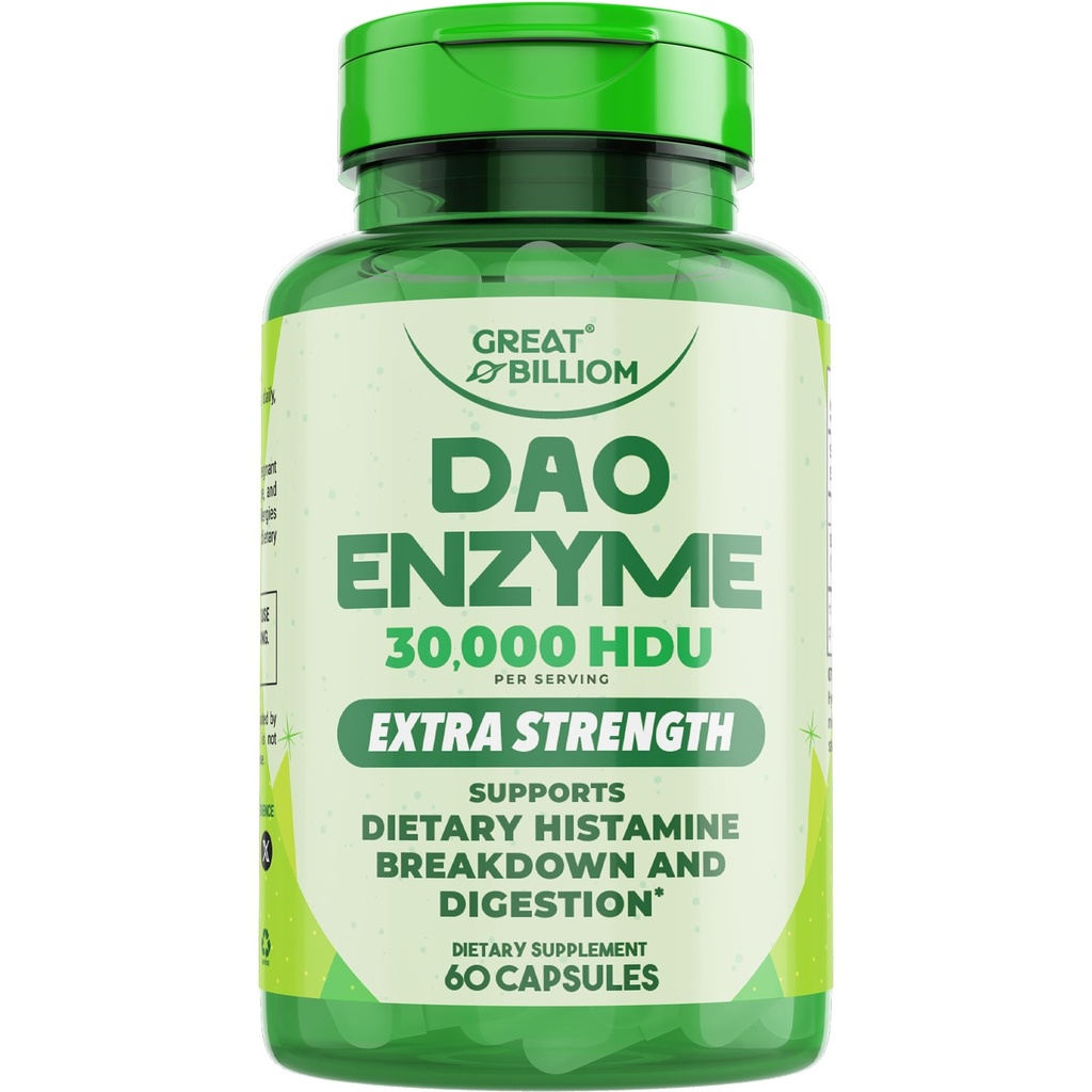 Enzyme DAO (Diamine Oxidase) - Enzymes digestifs pour les femmes et les hommes - 30 000 HDU - Suppléments santé Gut - Soutien à l'histamine digestive - Enzymes pour la digestion - 60 capsules