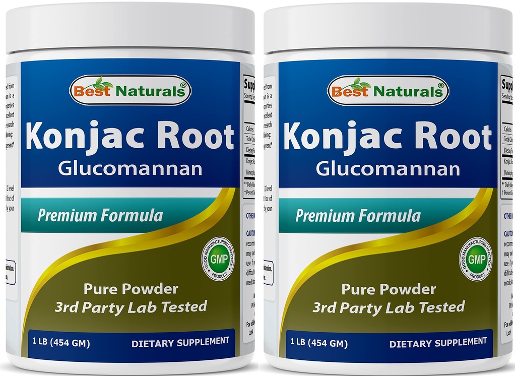 Best Naturals 2 Pack Konjac Glucomannan Root 1 Pound - 2000 mg per Serving - (Total 2 Pound)