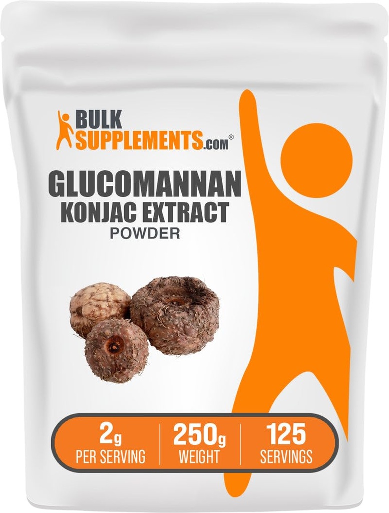 BulkSupplements.com Glucomannan Poeder - uit Konjac Root Extract Poeder, Glucomannan Supplementen - Glutenvrij, 2g per portie, 250g (8.8 oz) (verpakking van 1)