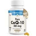 FREADA CoQ10 50mg - Supplément Kosher Vegan Co-Q 10 pour la santé cardiaque cardiovasculaire, le soutien de la pression artérielle, la santé de la gum et le vieillissement en santé - Coenzyme pure Q10 - Supplément Ubiquinone CQ10 (50 comte)