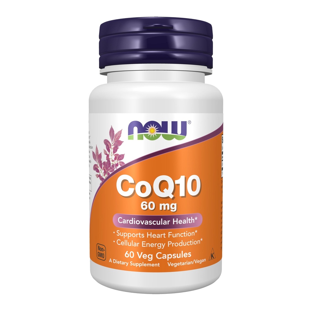 NOW Foods Supplements, CoQ10 60 mg, Pharmaceutical Grade, All-Trans Form of CoQ10 Geproduceerd door Fermentation, 60 Veg Capsules