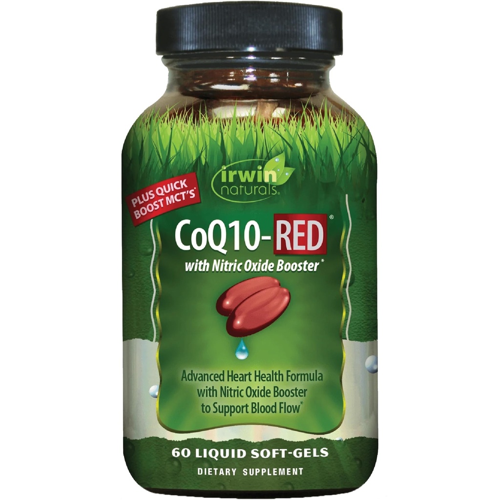 Irwin Naturals CoQ10-RED met Nitric Oxide Booster & MCTs 60 Liquid Soft-Gels Hart en energie ondersteuning