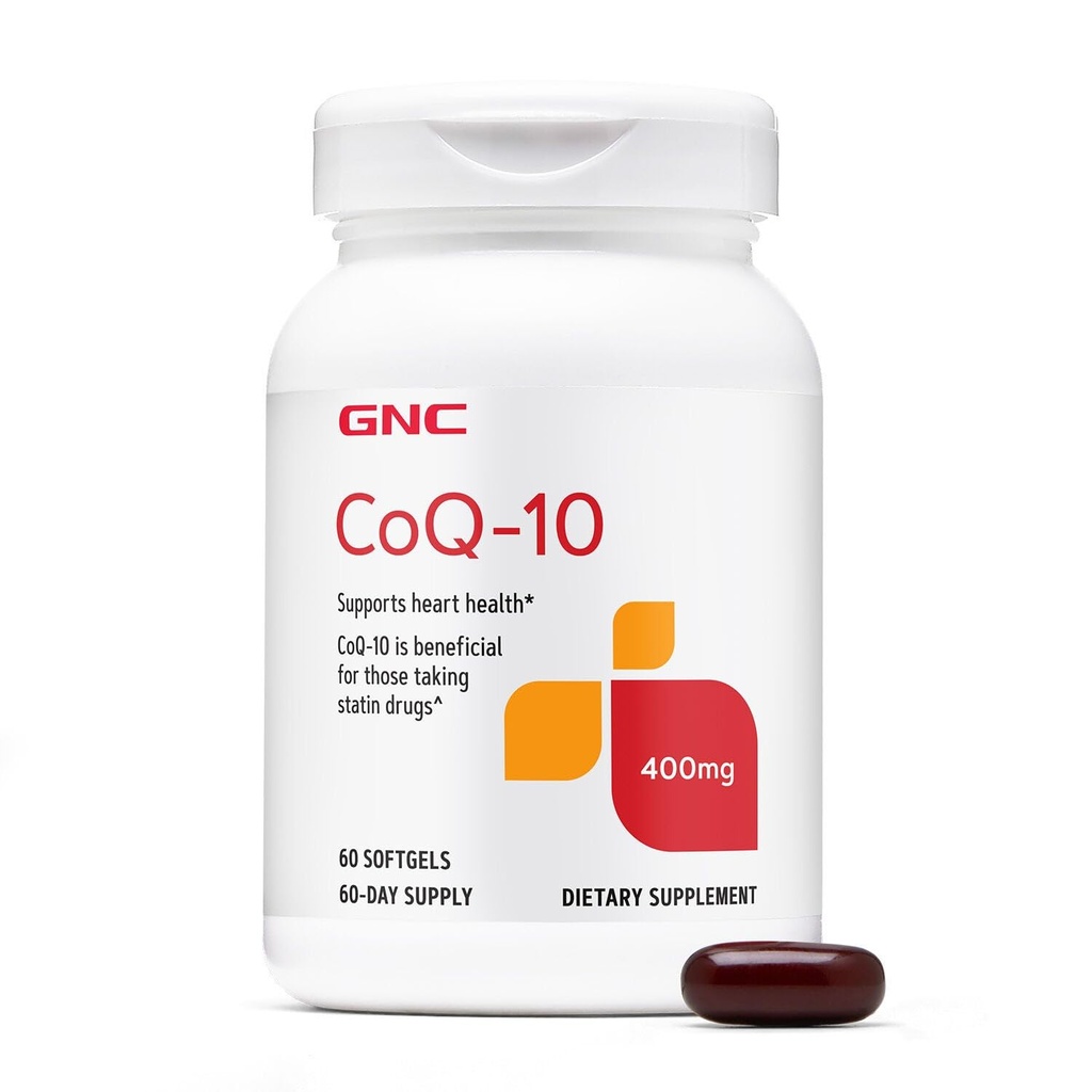 GNC CoQ-10 400mg - Heart Health & Cellular Energy Support Dieetsupplement - Antioxidant voor gezond hart- en vaatstelsel - Gemakkelijk Softgels doorslikken - Glutenvrij - 60 Tellen (60 Serven)