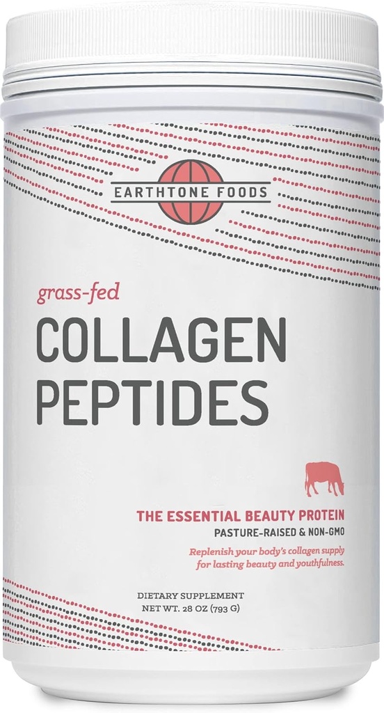 EARTHTONE Grass-Fed Collagen Peptides Powder 28 oz Foods - Gehydrolyseerde, niet-GMO - Unflavored - voor vrouwen en mannen - Natural Protein Supplement - Paleo en Keto Friendly