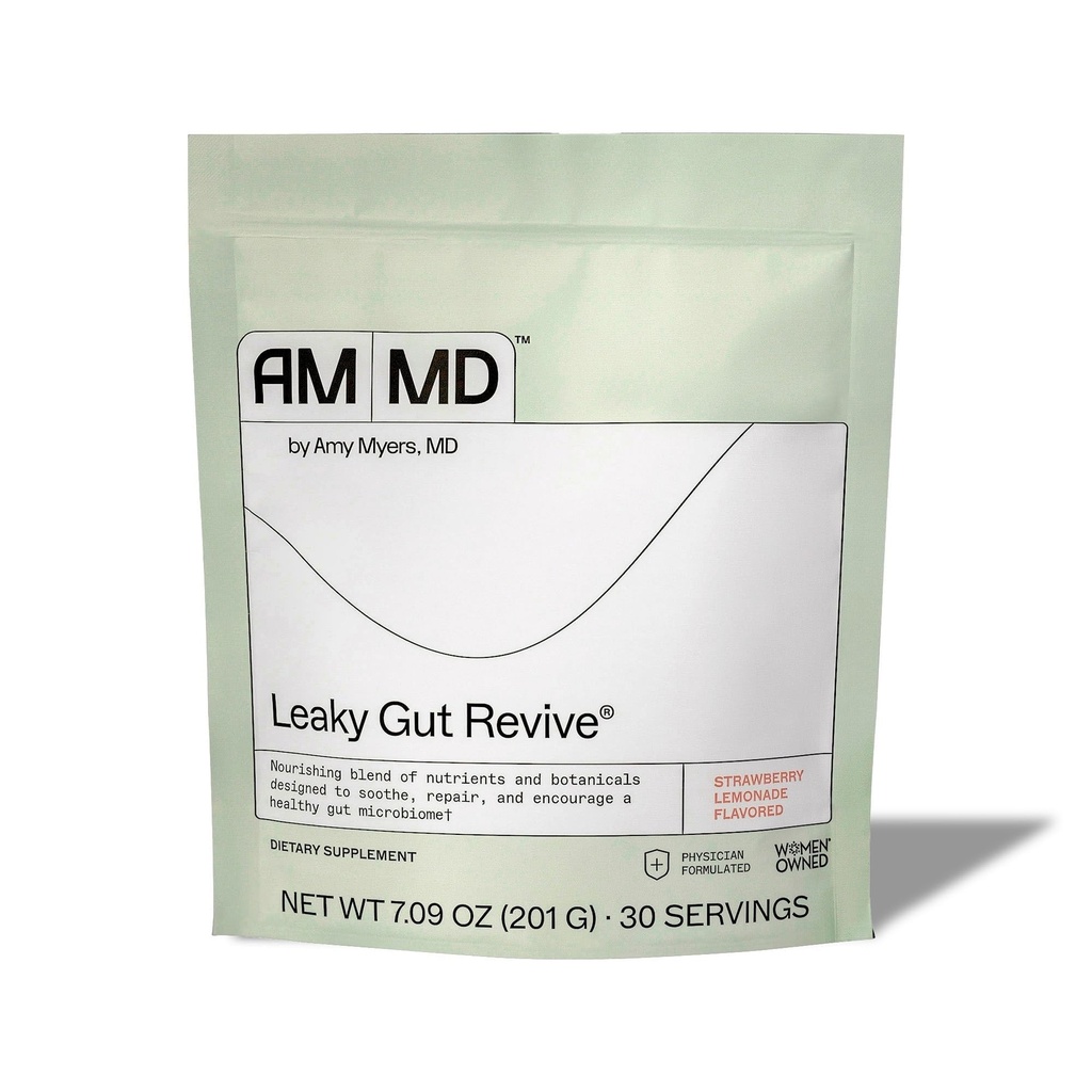 Amy Myers MD Leaky Gut Revive - Glutenvrij & niet-Dairy - Botanische Blend voor gezonde Gut Support - GI Health Support met Prebiotic Fiber - Aardbei Lemonade, 7,09 oz (30 Serves)