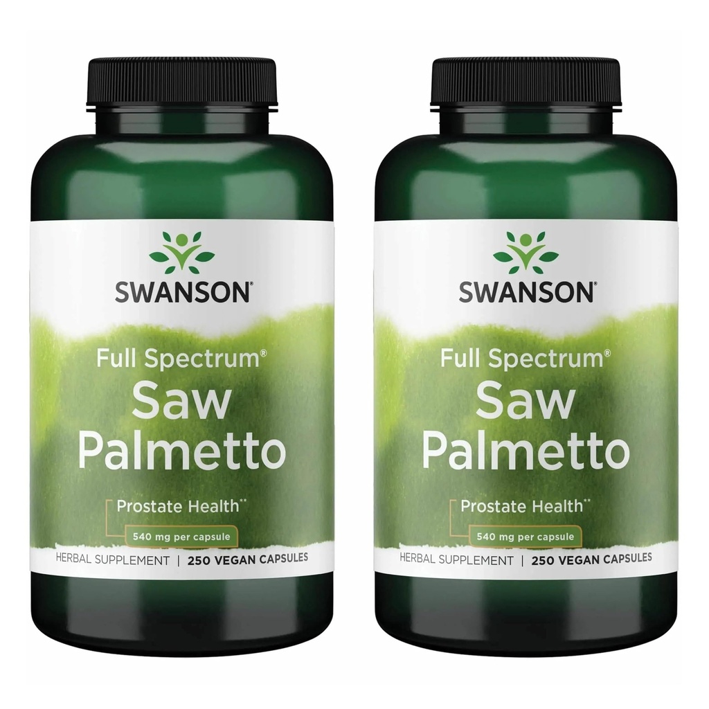 Swanson Saw Palmetto - supplément à base de plantes favorisant le soutien de la santé prostate masculine - supplément de cheveux naturels et soutien de la santé urinaire (540 mg 250 capsules) (2 pack)