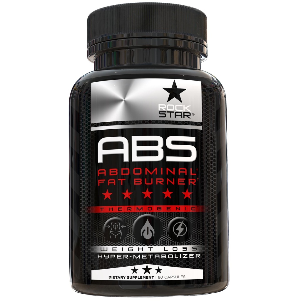 Rockstar Abs Dietary Supplement - Thermogénique Ab Fat Burner, Hyper Metabolizer - Belly Fat & 6 Pack Support, Perte de poids, GLP-1 et Metabolism Booster pilules pour les hommes et les femmes – Cibled Abdominal Fat Loss