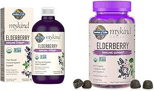 Garden of Life Organics Plant-Based Elderberry Immune Syrup 6.59 fl oz & Traditional Medicinals Throat Coat Organic Pectin Throat Drops, Lemon Ginger Echinacea, Soothes Sore Throats, 16ct.