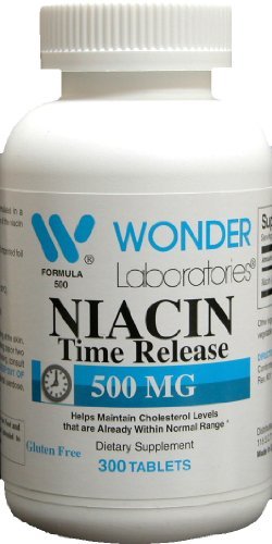 Wonder Laboratories High Potancy Time Release Niacin (Vitamine B3) 500 Mg 300 tabletten Non-GMO, Glutenvrij Supplement
