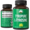 Supplément TyroPure L Tyrosine. Plus Biodisponible, version plus propre de L-Tyrosine. Végétalien, naturellement fermenté capsules 500mg pour la clarté mentale, la dopamine. Soutien à l'humeur des femmes et des hommes