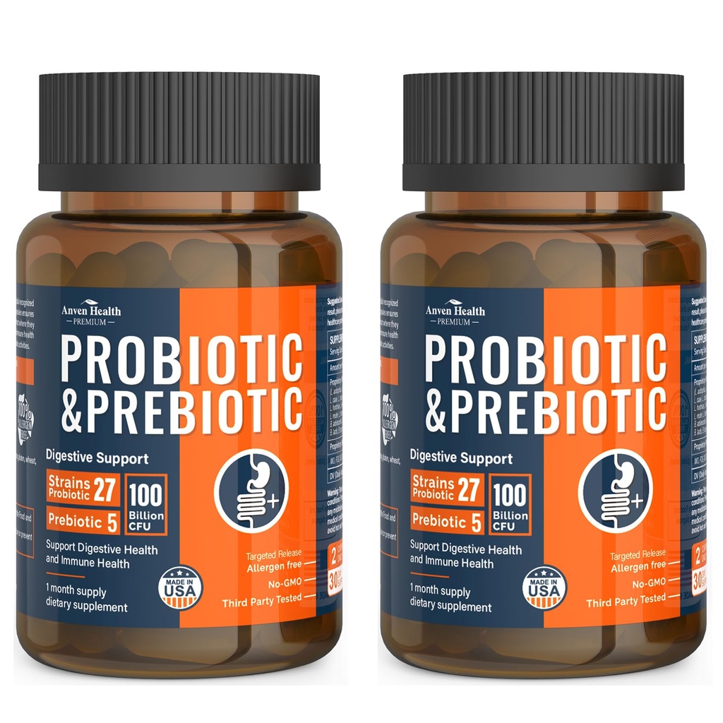 100 milliards de probiotiques pour les hommes et les femmes 27 souches 5 prébiotiques organiques pour la santé digestive et immunitaire de Gut, soutient le gonflement de gaz de diarrhée, non-OGM, zéro remplissage – Fabriqué aux États-Unis