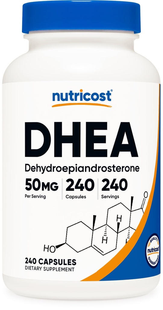 Nutricost DHEA 50mg, 240 capsules - Sans gluten, sans soja, sans OGM, supplément