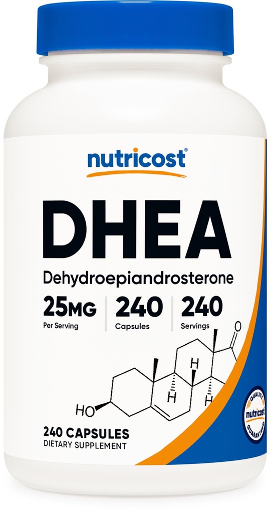 Nutricost DHEA 25mg, 240 Capsules - Glutenvrij, Sojavrij, Non-GMO, Supplement
