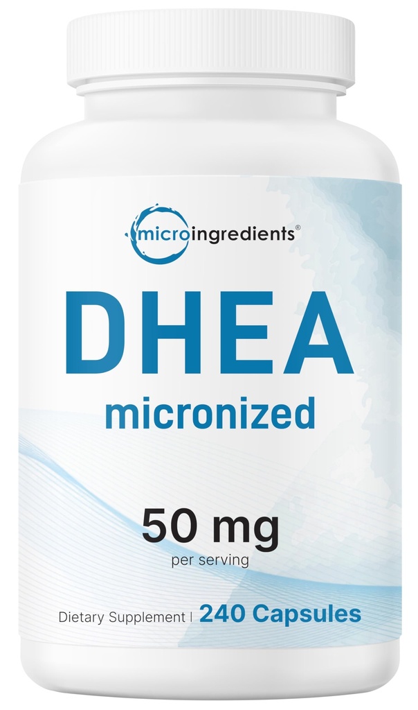 Micro Ingredients DHEA 50 mg Per Serving, 240 Capsules | Micronized DHEA Supplement for Women & Men | Non-GMO, Gluten Free, Soy Free