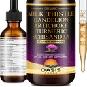 Extrait de chardon de lait biologique liquide pour nettoyer le foie Détox et réparation, silymarin lait de chardon gouttes supplément avec dandelion et artichaut pour le foie support, végétalien, sans alcool, 2 FL OZ