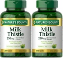 Capsules de chardon de lait de la nature, traditionnellement utilisées pour la santé du foie, supplément à base de plantes, 250 mg par portion, 200 Nombre (paquet de 2)
